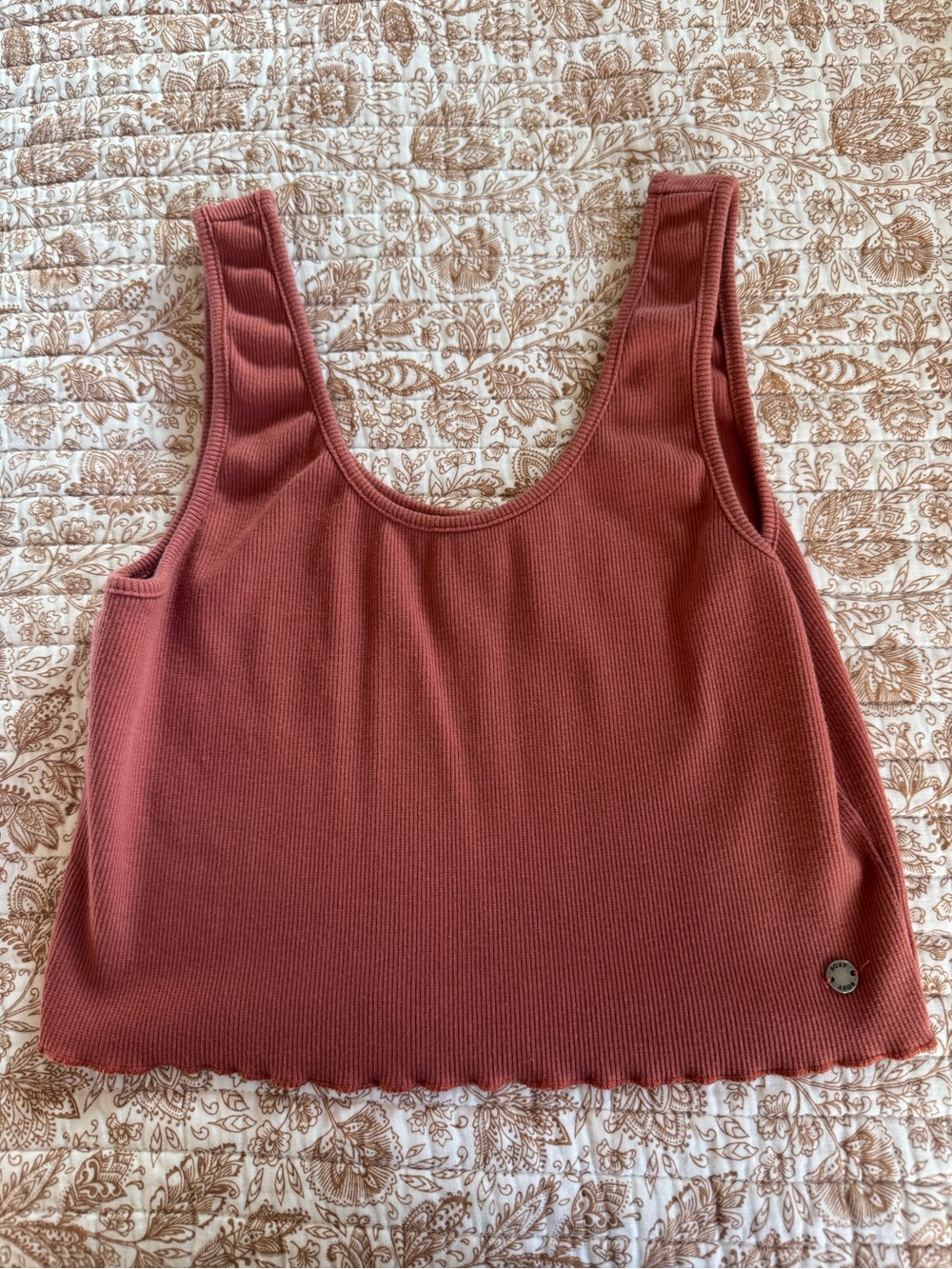 Roxy Ribbed Scoop Crop Tank - Dusty Rose